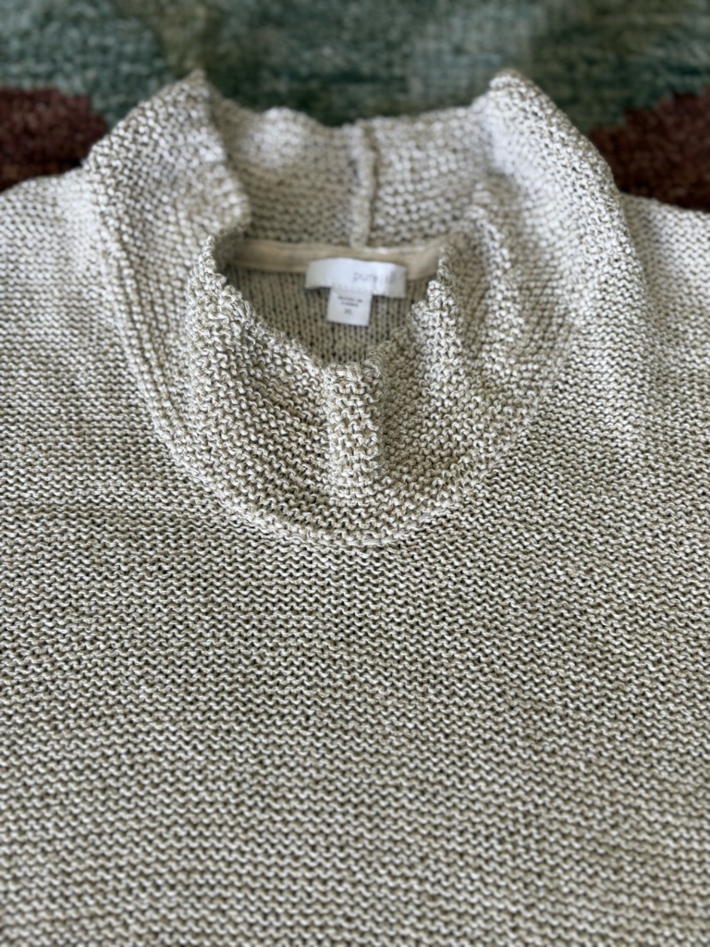 PURE JILL - J JILL LOOSE KNIT MOCK TURTLE NECK SWEATER TAN LIKE NEW XL